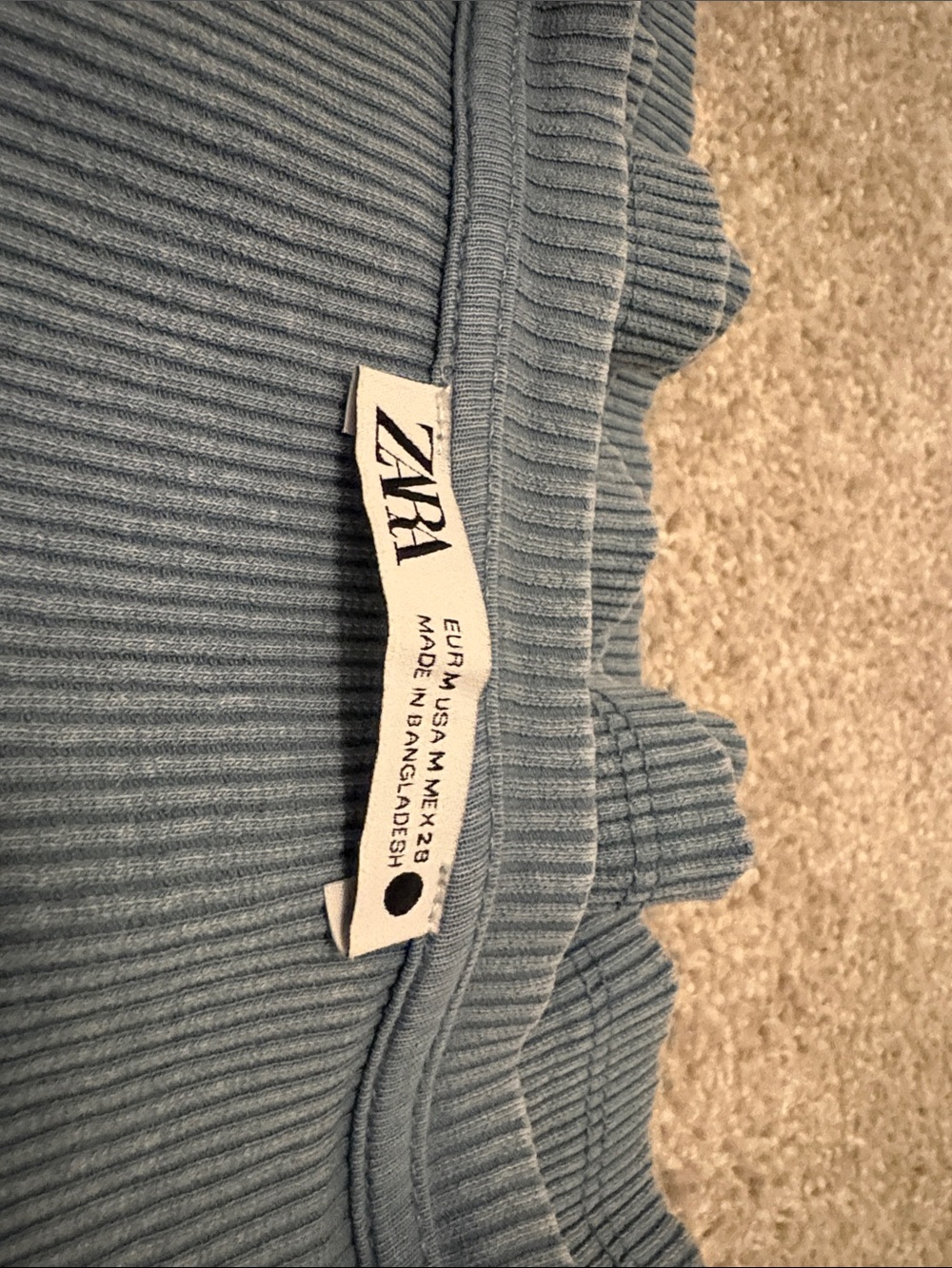 Zara Ruffle Sleeve Ribbed Top - Blue - Picture 3 of 4